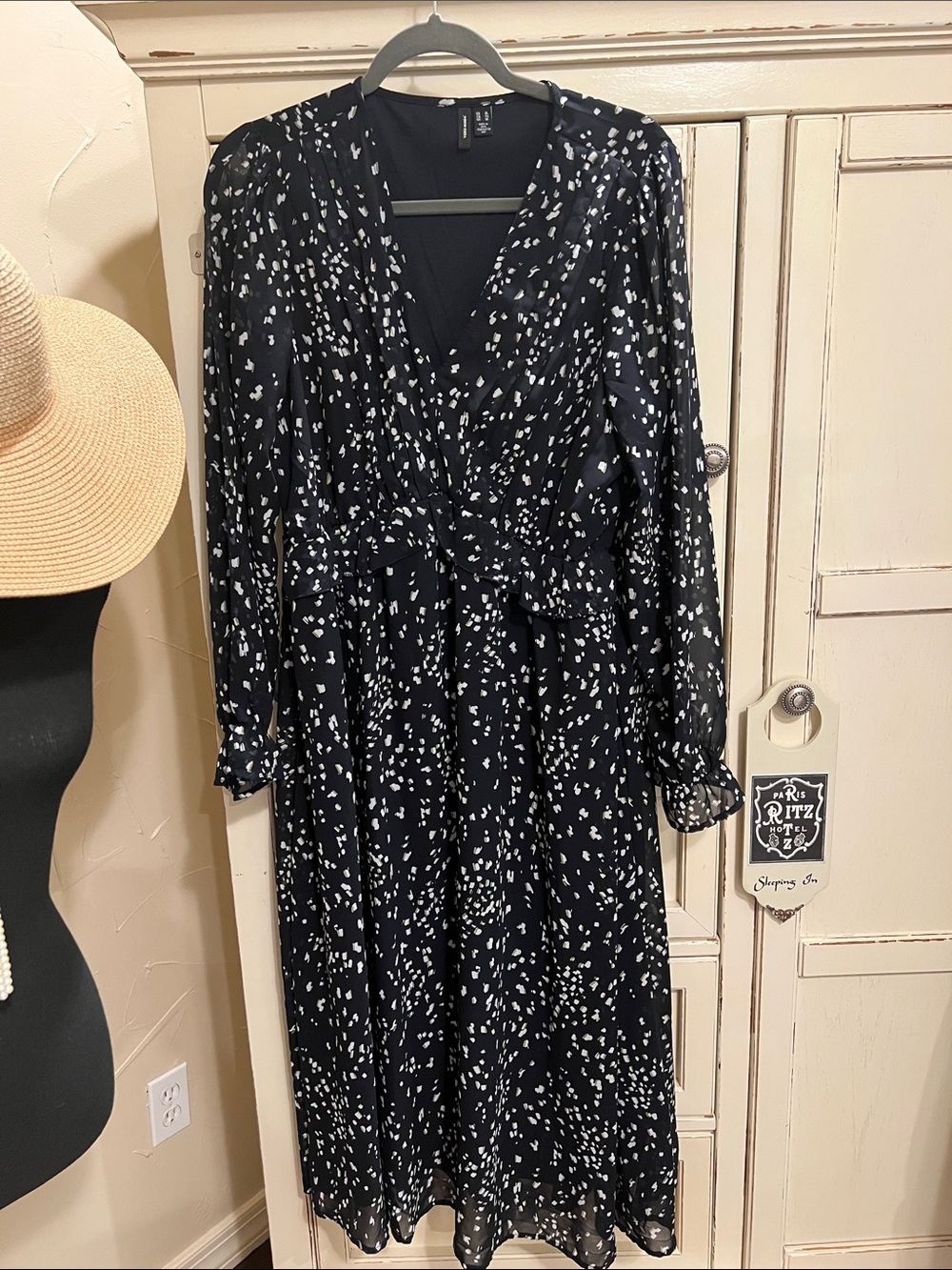 Navy and white flowy dress